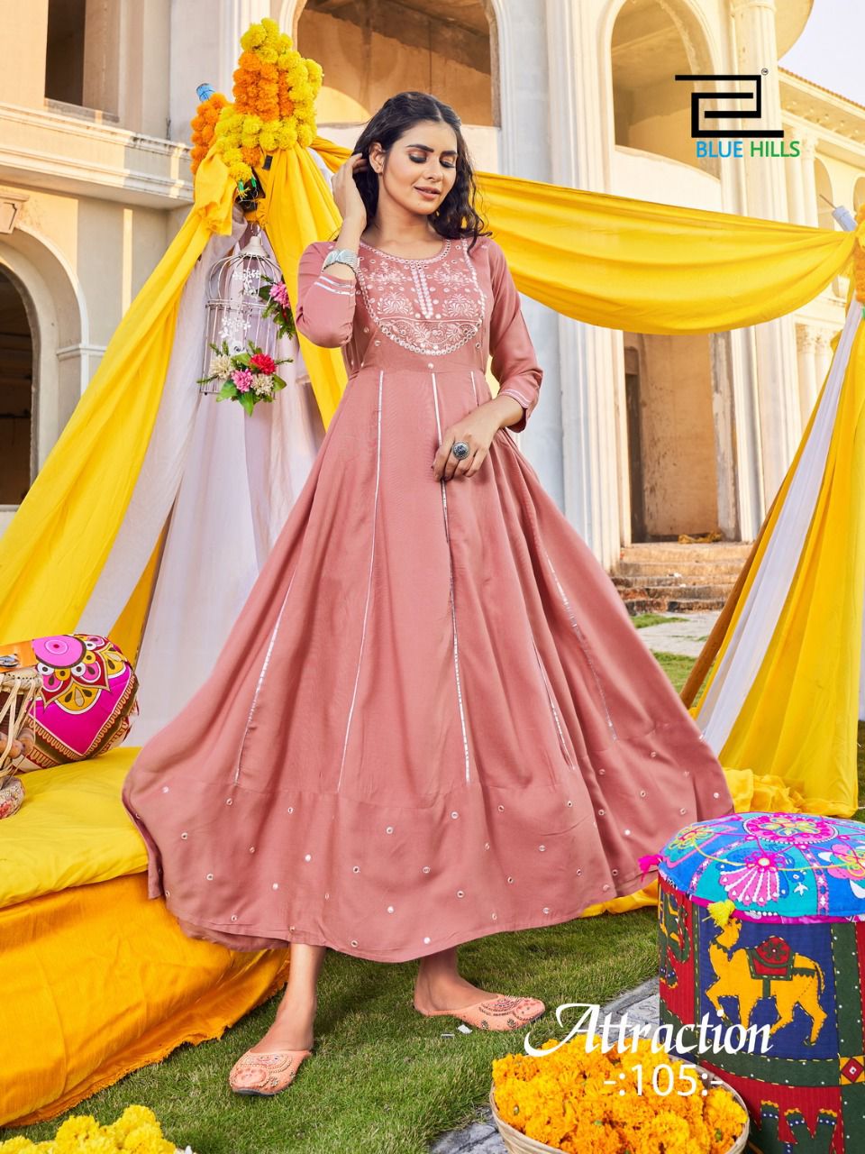 Blue Hills Attraction 1 Fancy Heavy Festive Wear Anarkali Long Kurti Collection